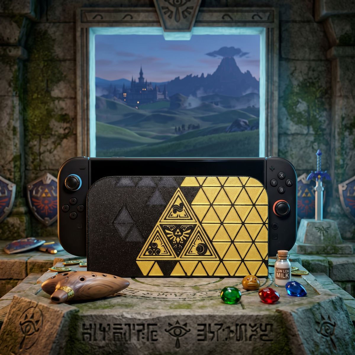 Funda Placa Dock Switch 2 Zelda 40 Aniversario 3D